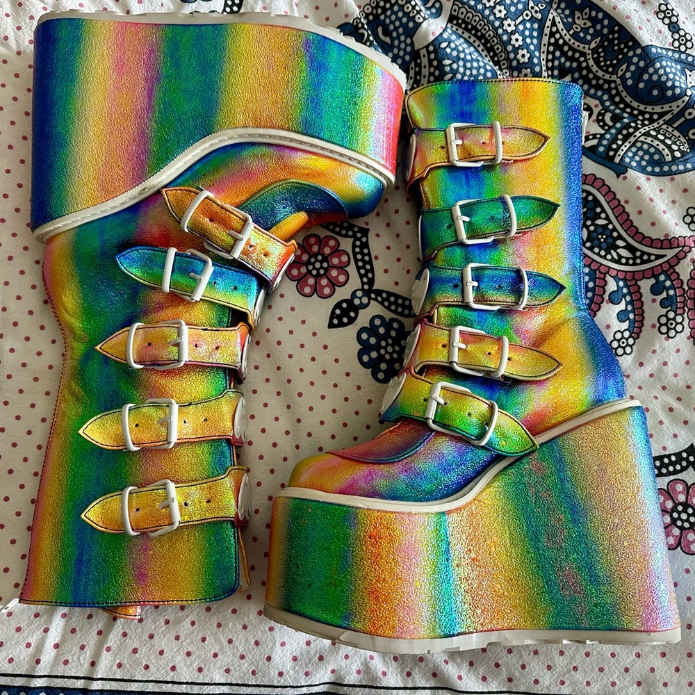 Demonia Holographic Trinity Rave Boots